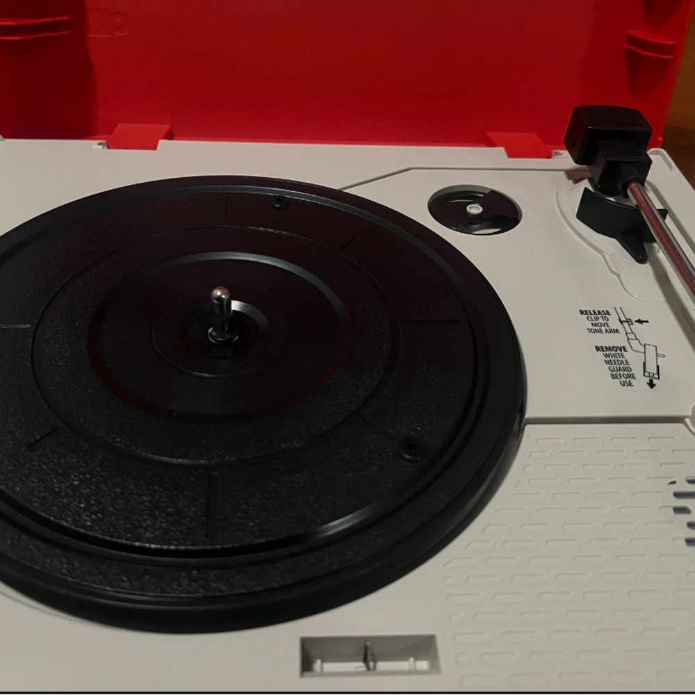 Red recycled plastic Victrola record player brand new